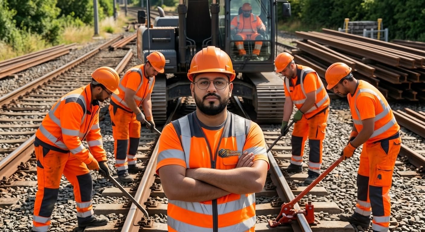 Das Team von FixGleisbau Bochum im Gleis